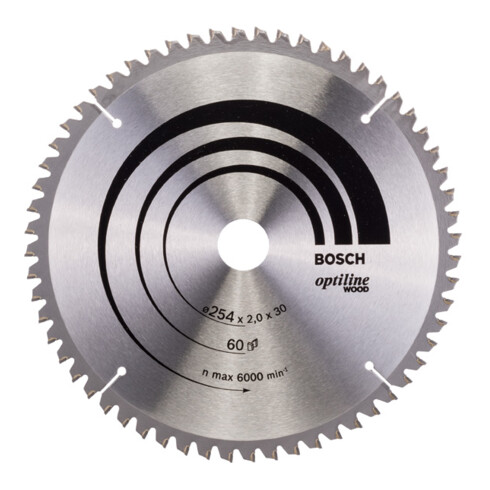 Bosch Kreissägeblatt Optiline Wood für Kapp- und Gehrungssägen 254 x 30 x 2,0 mm 60