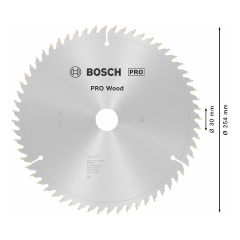 Bosch Kreissägeblatt Optiline Wood für Kapp- und Gehrungssägen 254 x 30 x 2,0 mm 60