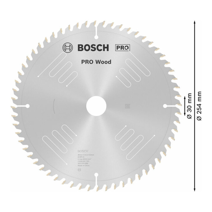 Bosch Kreissägeblatt Optiline Wood für Kapp- und Gehrungssägen 254 x 30 x 3,2 mm 60