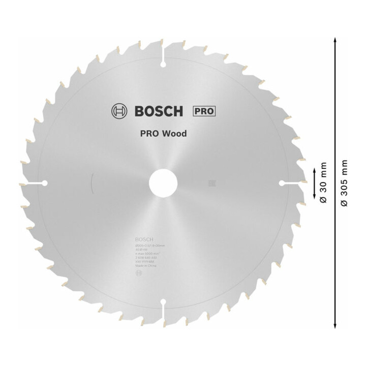 Bosch Kreissägeblatt Optiline Wood für Kapp- und Gehrungssägen 305 x 30 x 2,5 mm 40