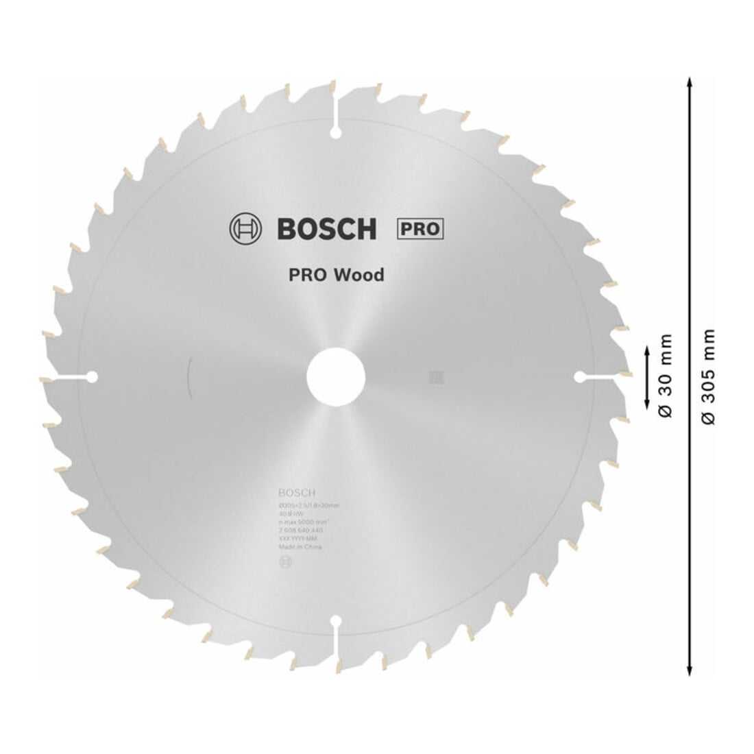 Bosch Kreissägeblatt Optiline Wood für Kapp- und Gehrungssägen 305 x 30 x 2,5 mm 40