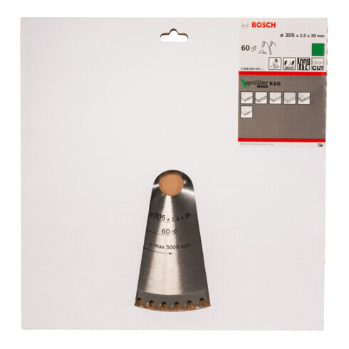 Bosch Kreissägeblatt Optiline Wood für Kapp- und Gehrungssägen 305 x 30 x 2,5 mm 60