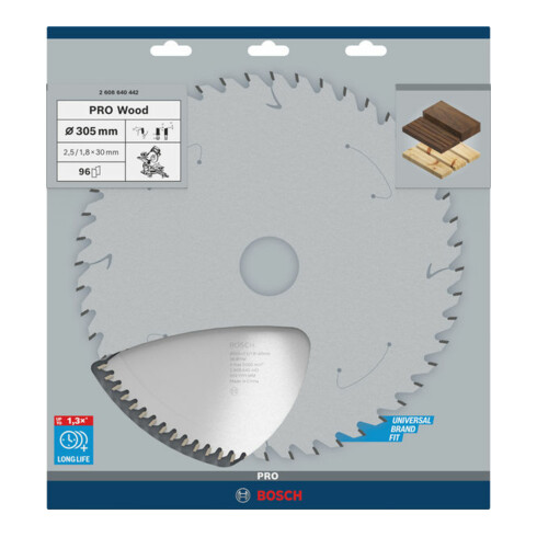 Bosch Kreissägeblatt Optiline Wood für Kapp- und Gehrungssägen 305 x 30 x 2,5 mm 96