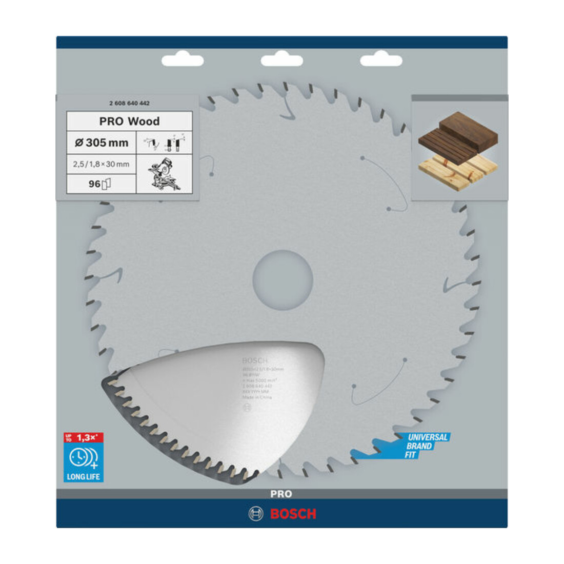 Bosch Kreissägeblatt Optiline Wood für Kapp- und Gehrungssägen 305 x 30 x 2,5 mm 96