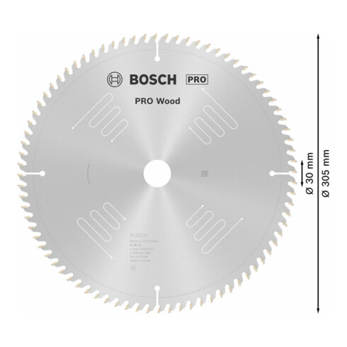 Bosch Kreissägeblatt Optiline Wood für Kapp- und Gehrungssägen 305 x 30 x 3,2 mm 80