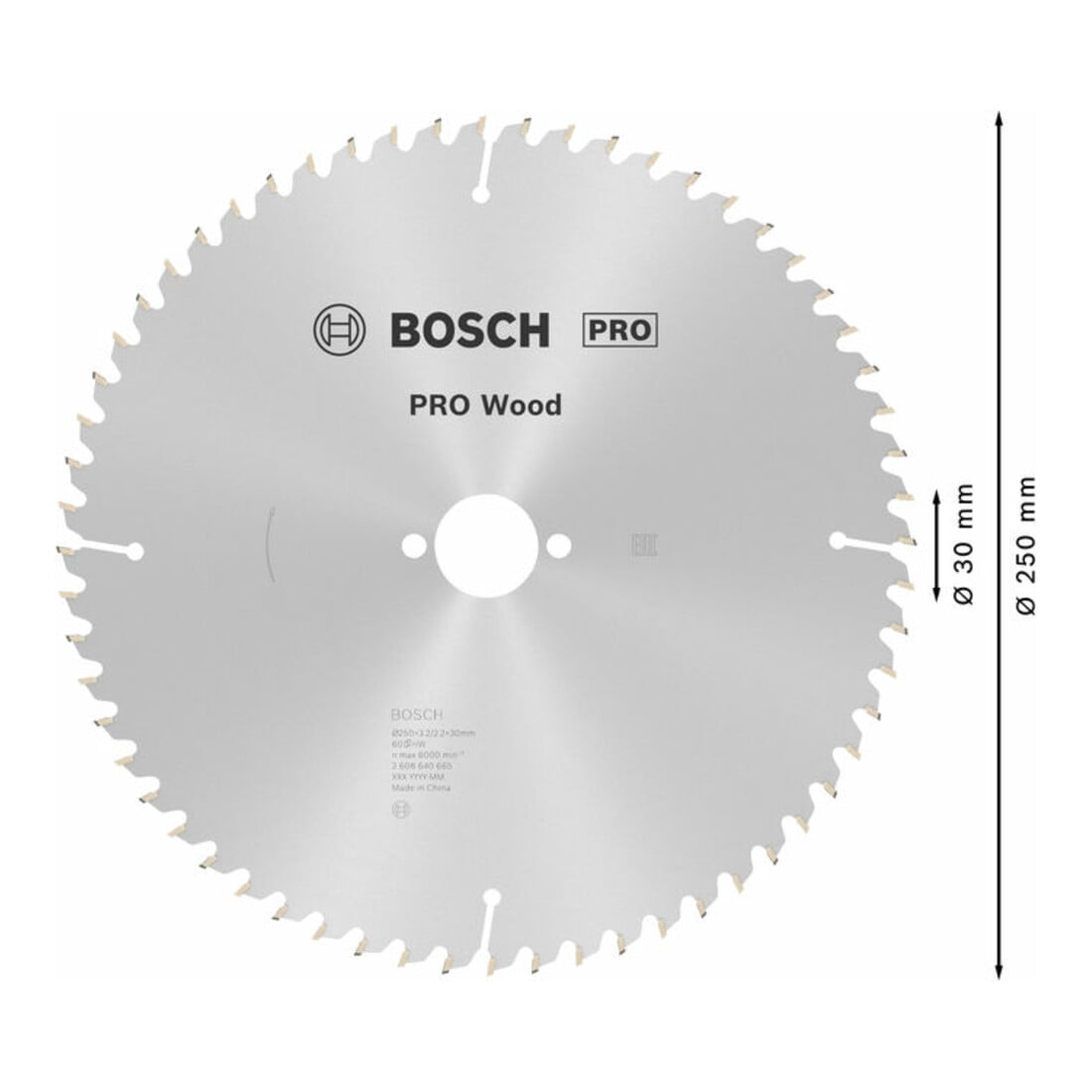 Bosch Kreissägeblatt Optiline Wood für Tischkreissägen 250 x 30 x 3,2 mm 60