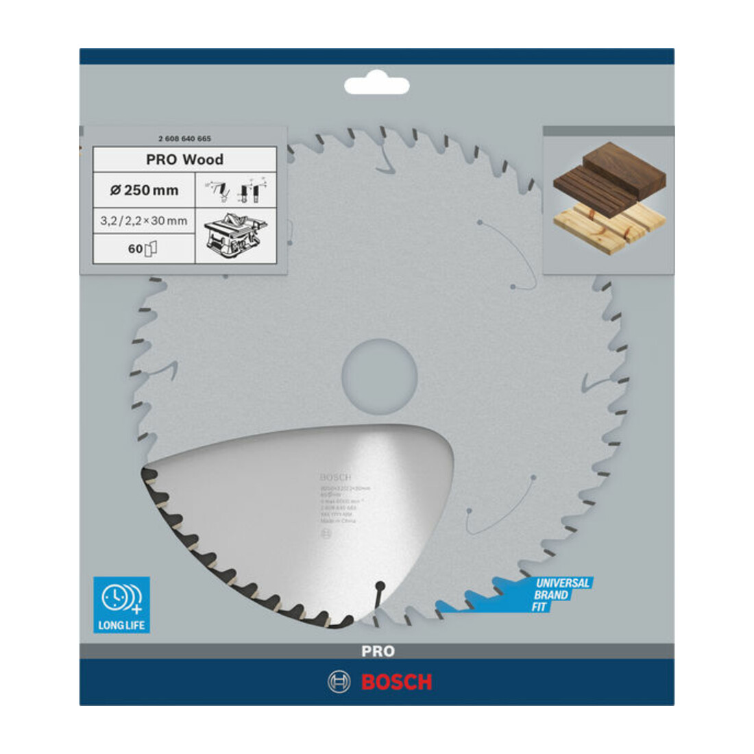 Bosch Kreissägeblatt Optiline Wood für Tischkreissägen 250 x 30 x 3,2 mm 60