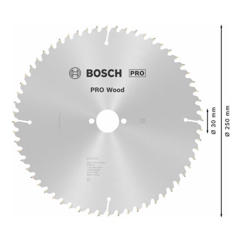 Bosch Kreissägeblatt Optiline Wood für Tischkreissägen 250 x 30 x 3,2 mm 60