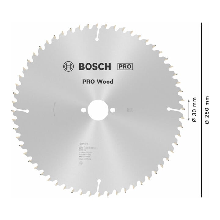 Bosch Kreissägeblatt Optiline Wood für Tischkreissägen 250 x 30 x 3,2 mm 60