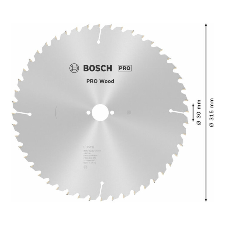Bosch Kreissägeblatt Optiline Wood für Tischkreissägen 315 x 30 x 3,2 mm 48