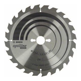 Bosch Kreissägeblatt Optiline Wood Kreissägeblatt 254 x 2,6/1,6 x 30, 24 Zähne