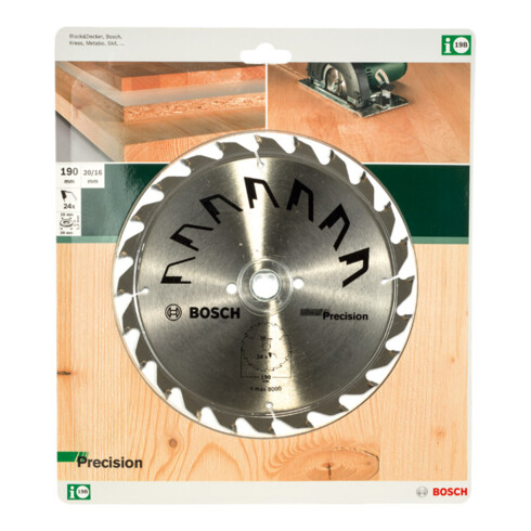 Bosch Kreissägeblatt PRECISION D= 190 mm, Bohrung= 20 mm, Z= 24