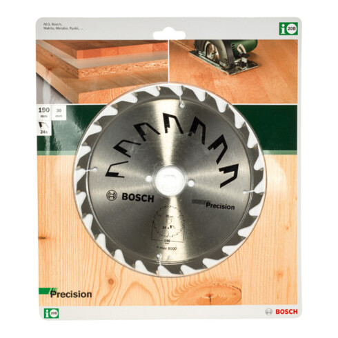 Bosch Kreissägeblatt PRECISION D= 190 mm, Bohrung= 30 mm, Z= 24