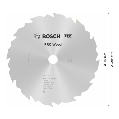 Bosch Kreissägeblatt Speedline Wood 160 x 16 x 2,2 mm 12