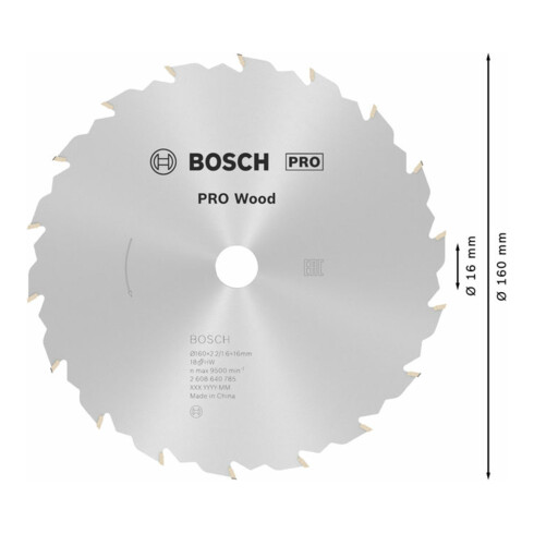 Bosch Kreissägeblatt Speedline Wood 160 x 16 x 2,2 mm 18