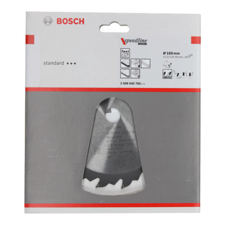 Bosch Kreissägeblatt Speedline Wood 160 x 16 x 2,2 mm 18