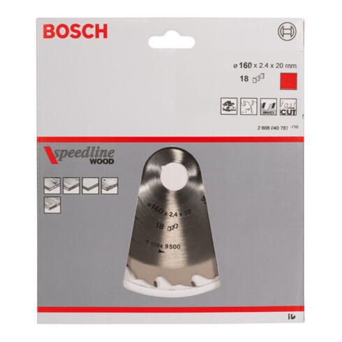 Bosch Kreissägeblatt Speedline Wood 160 x 20 x 2,2 mm 18