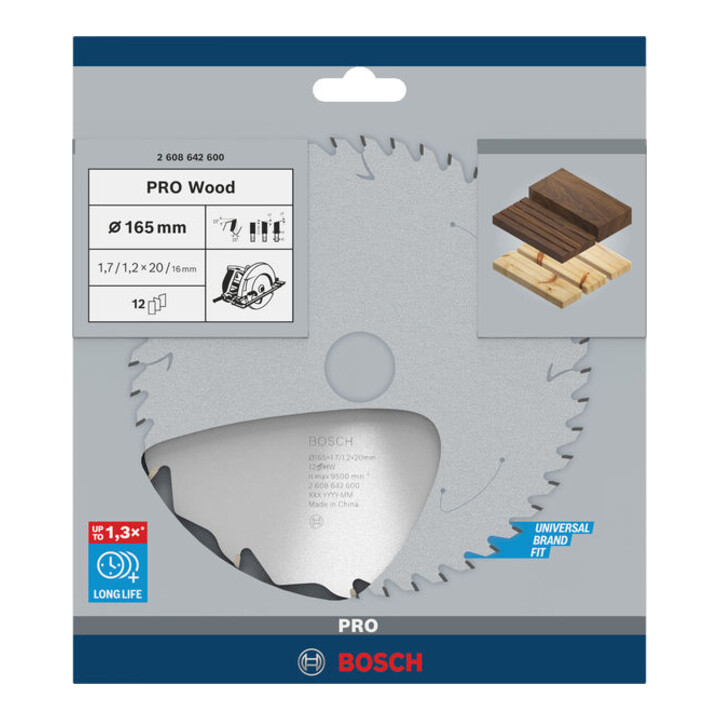 Bosch Kreissägeblatt Speedline Wood 165 x 20/16 x 1,7 mm 12