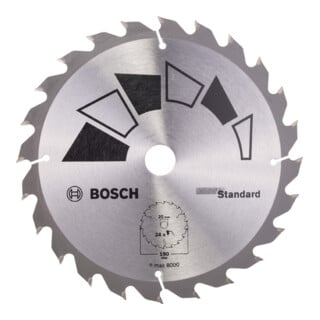 Bosch Kreissägeblatt STANDARD D= 190 mm, Bohrung= 20 mm, Z= 24