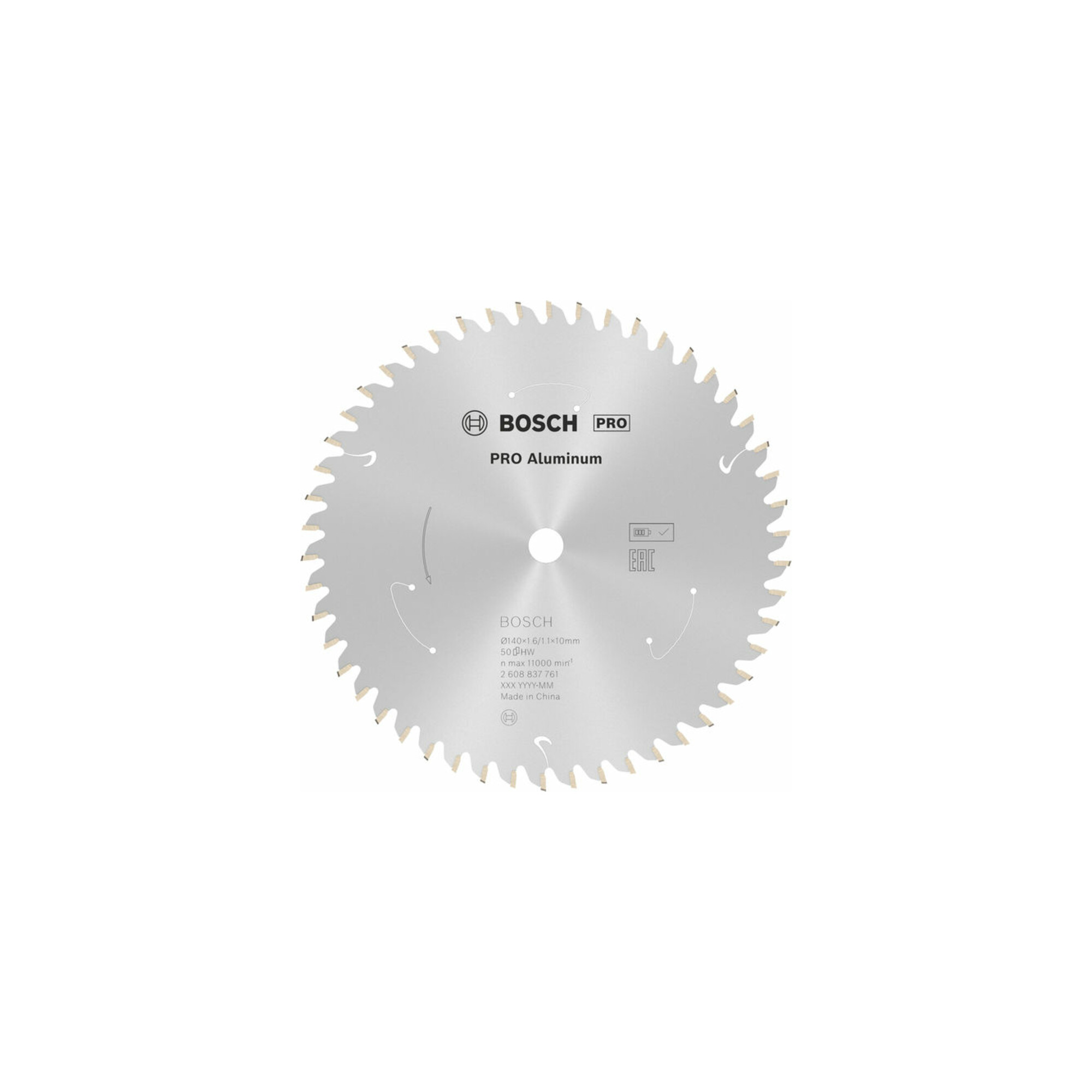 Bosch Kreissägeblatt Standard for Aluminium für Akkusägen 140x1.6/1.1x10, 50 Zähne