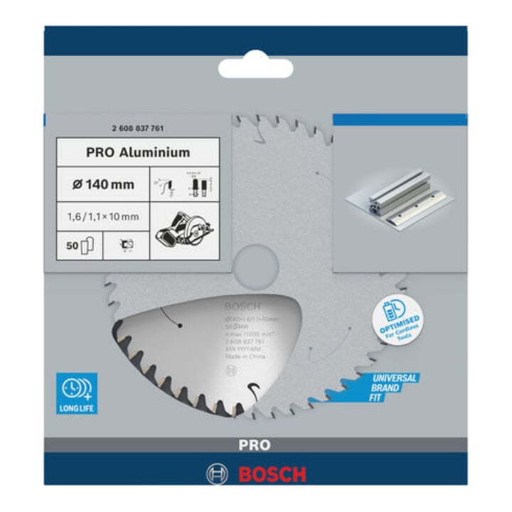 Bosch Kreissägeblatt Standard for Aluminium für Akkusägen 140x1.6/1.1x10, 50 Zähne
