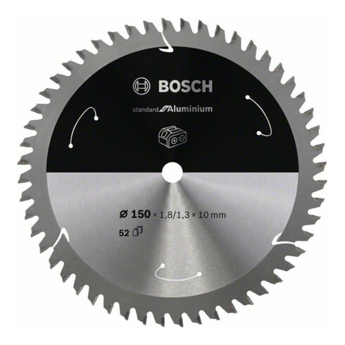 Bosch Kreissägeblatt Standard for Aluminium für Akkusägen 150x1.8/1.3x10, 52 Zähne