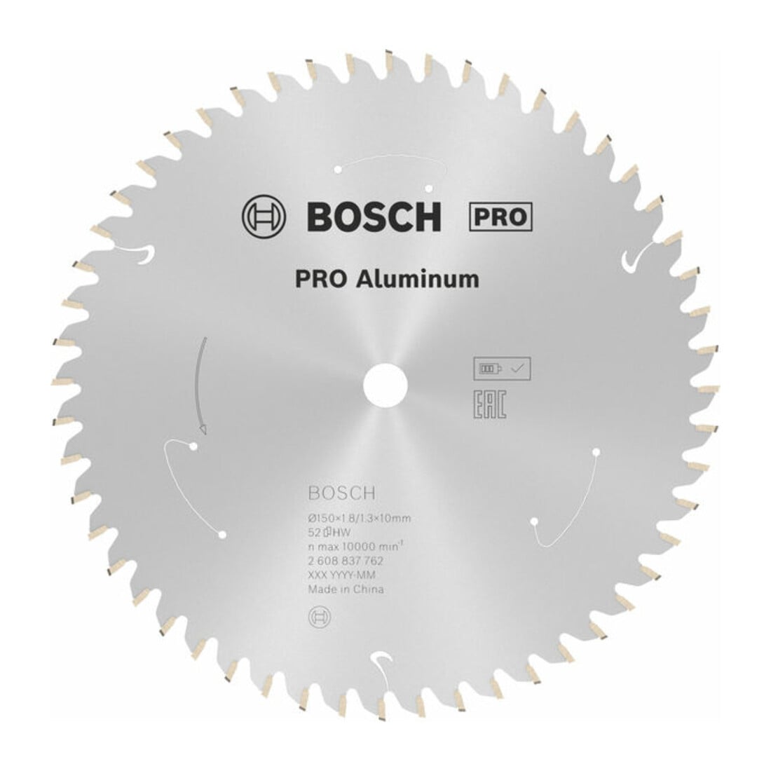 Bosch Kreissägeblatt Standard for Aluminium für Akkusägen 150x1.8/1.3x10, 52 Zähne