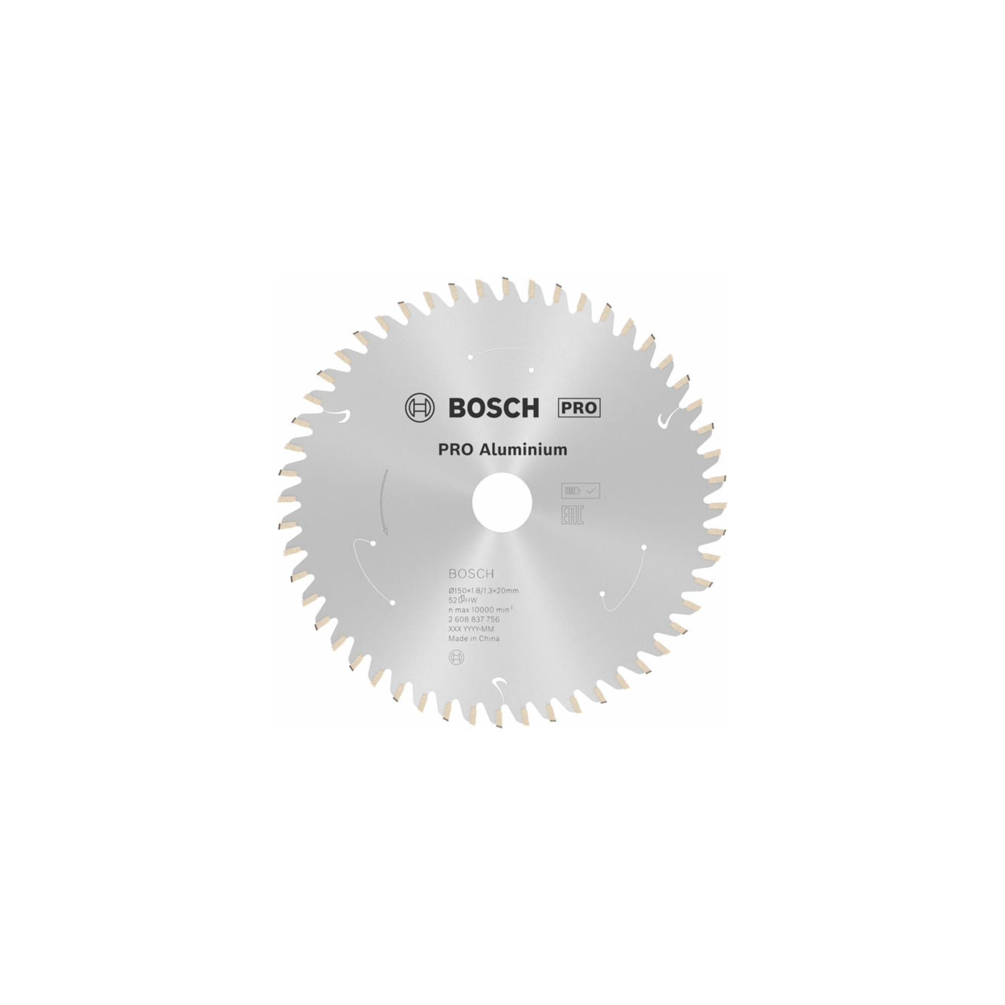 BOSCH Kreissägeblatt Standard for Aluminium für Akkusägen 150x1.8/1.3x20, 52 Zähne