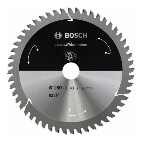 Bosch Kreissägeblatt Standard for Aluminium für Akkusägen 150x1.8/1.3x20, 52 Zähne
