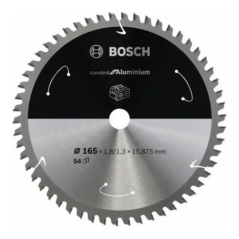 Bosch Kreissägeblatt Standard for Aluminium für Akkusägen 165x1.8/1.3x15.875, 54 Zähne