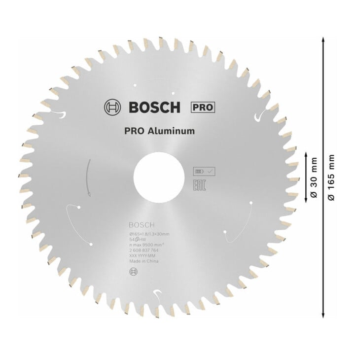 Bosch Kreissägeblatt Standard for Aluminium für Akkusägen 165x1.8/1.3x30, 54 Zähne