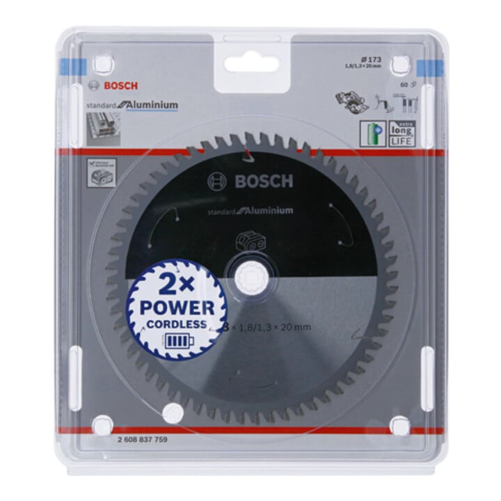 Bosch Kreissägeblatt Standard for Aluminium für Akkusägen 173x1.8/1.3x20, 60 Zähne