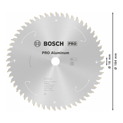 Bosch Kreissägeblatt Standard for Aluminium für Akkusägen 184x2/1.5x16, 56 Zähne