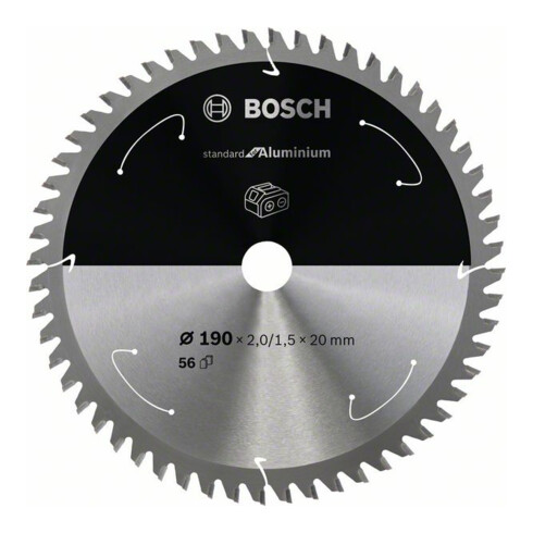 Bosch Kreissägeblatt Standard for Aluminium für Akkusägen 190x2/1.5x20, 56 Zähne