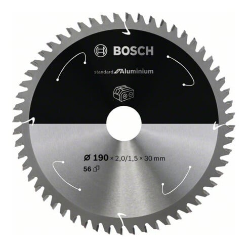 Bosch Kreissägeblatt Standard for Aluminium für Akkusägen 190x2/1.5x30, 56 Zähne