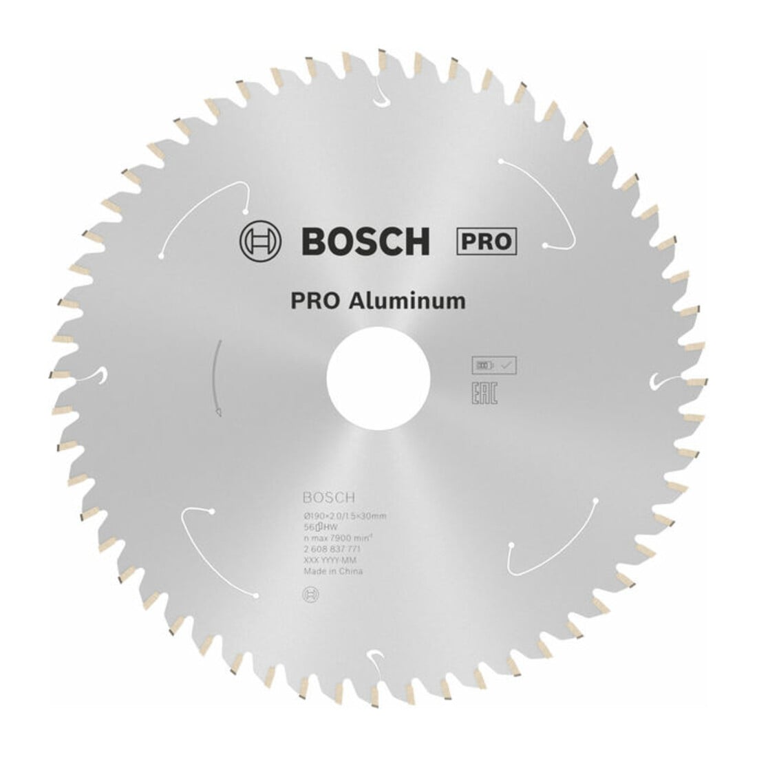 Bosch Kreissägeblatt Standard for Aluminium für Akkusägen 190x2/1.5x30, 56 Zähne
