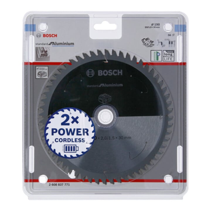 Bosch Kreissägeblatt Standard for Aluminium für Akkusägen 190x2/1.5x30, 56 Zähne