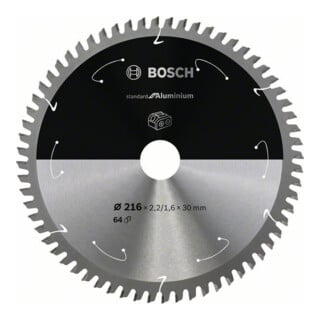 Bosch Kreissägeblatt Standard for Aluminium für Akkusägen 216x2.2/1.6x30, 64 Zähne