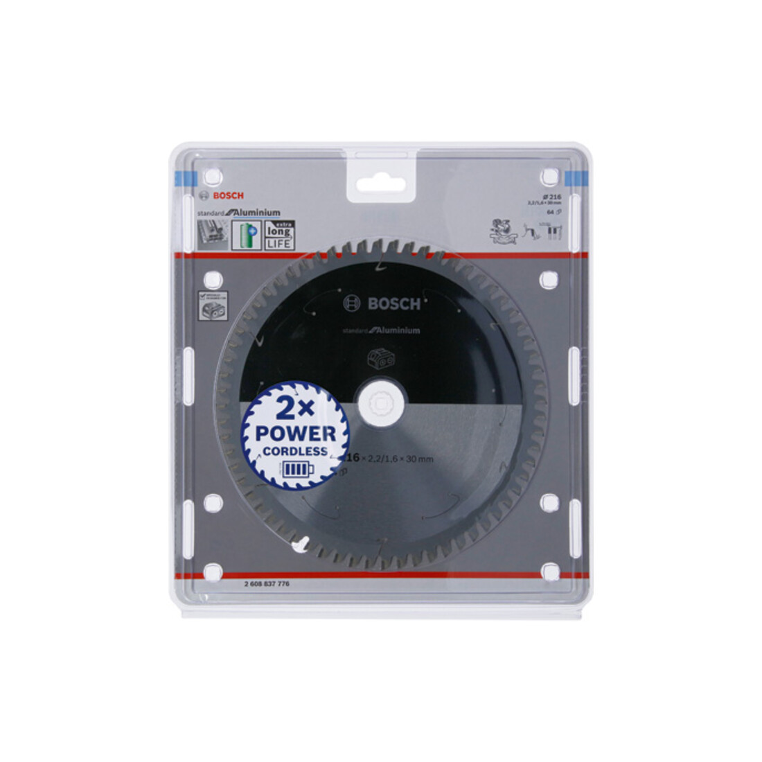 Bosch Kreissägeblatt Standard for Aluminium für Akkusägen 216x2.2/1.6x30, 64 Zähne