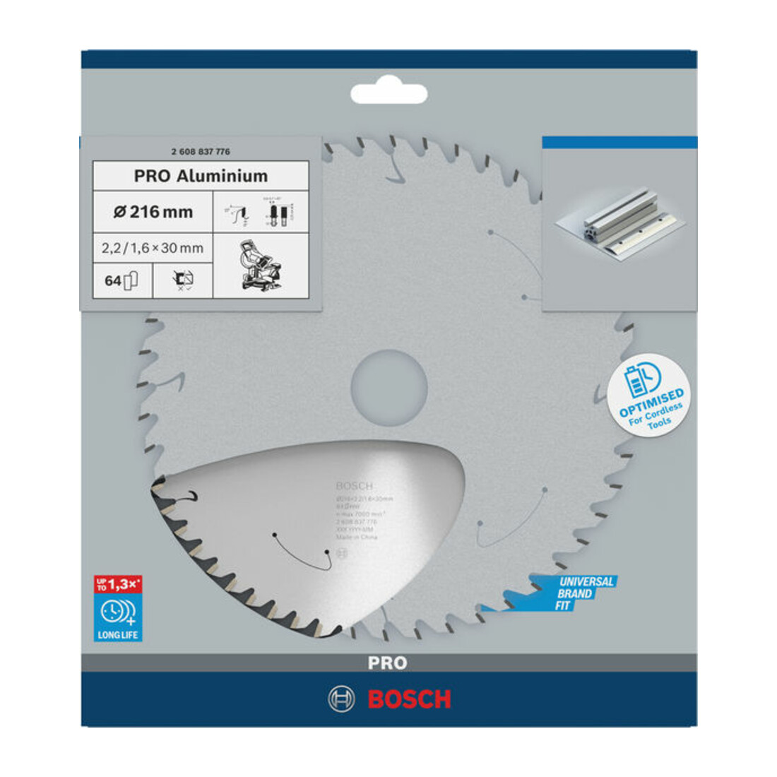 Bosch Kreissägeblatt Standard for Aluminium für Akkusägen 216x2.2/1.6x30, 64 Zähne
