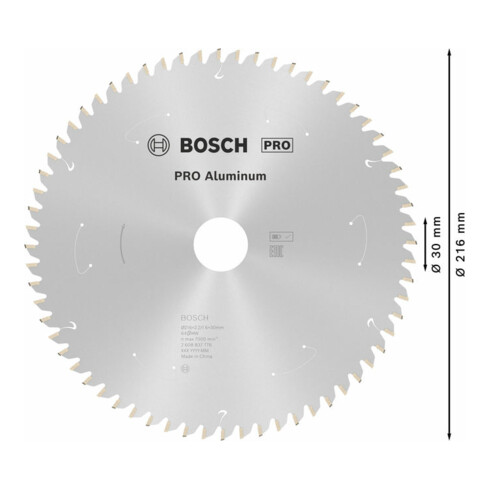 Bosch Kreissägeblatt Standard for Aluminium für Akkusägen 216x2.2/1.6x30, 64 Zähne