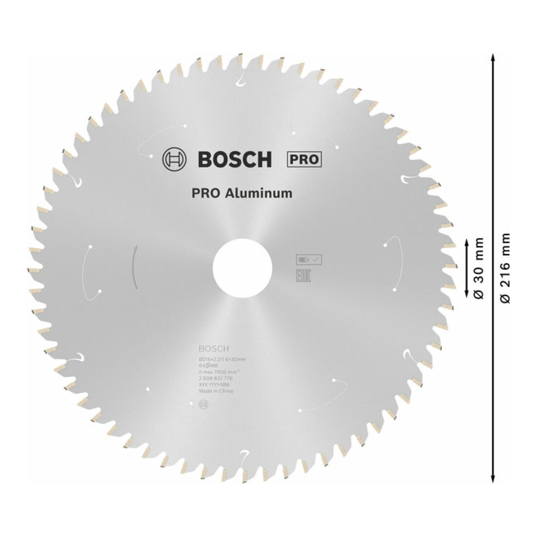 Bosch Kreissägeblatt Standard for Aluminium für Akkusägen 216x2.2/1.6x30, 64 Zähne
