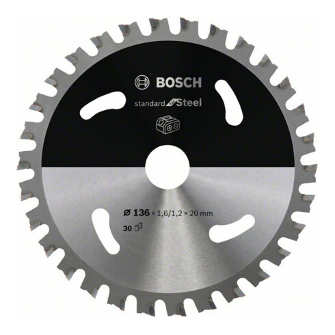 Bosch Kreissägeblatt Standard for Steel für Akkusägen 136 x 1,6/1,2 x 20 30 Zähne