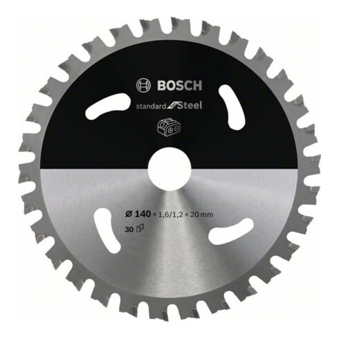 Bosch Kreissägeblatt Standard for Steel für Akkusägen 140 x 1,6/1,2 x 20 30 Zähne