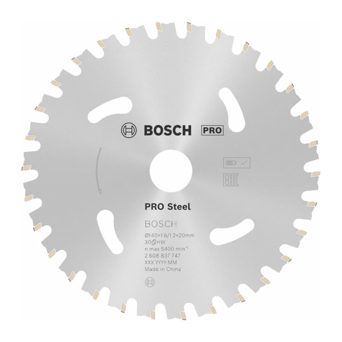 Bosch Kreissägeblatt Standard for Steel für Akkusägen 140 x 1,6/1,2 x 20 30 Zähne