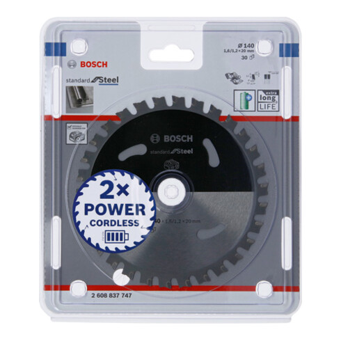 Bosch Kreissägeblatt Standard for Steel für Akkusägen 140 x 1,6/1,2 x 20 30 Zähne
