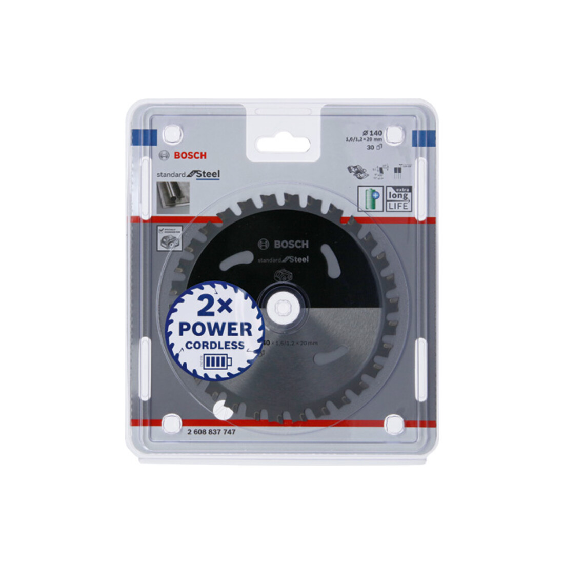 Bosch Kreissägeblatt Standard for Steel für Akkusägen 140 x 1,6/1,2 x 20 30 Zähne