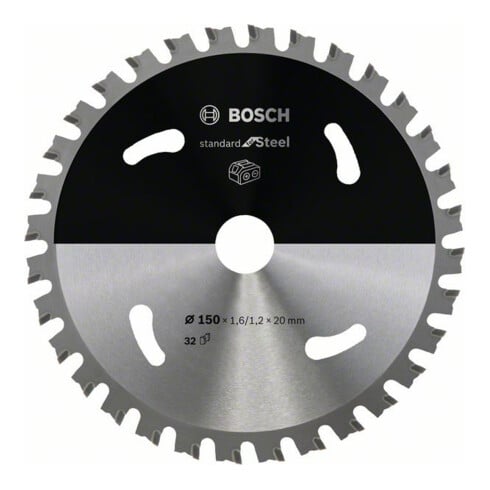 Bosch Kreissägeblatt Standard for Steel für Akkusägen 150 x 1,6/1,2 x 20 32 Zähne