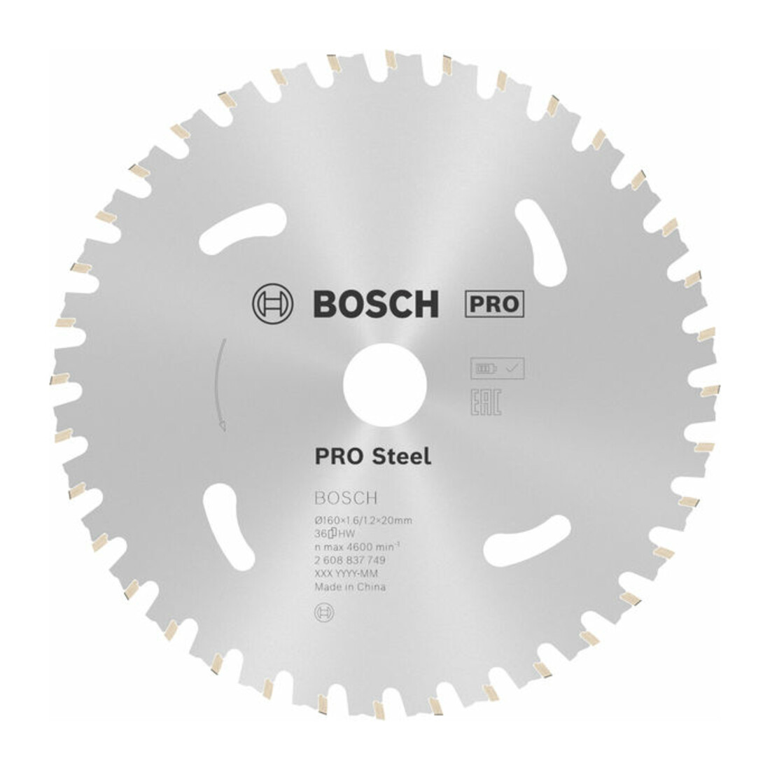 Bosch Kreissägeblatt Standard for Steel für Akkusägen 160 x 1,6/1,2 x 20 36 Zähne