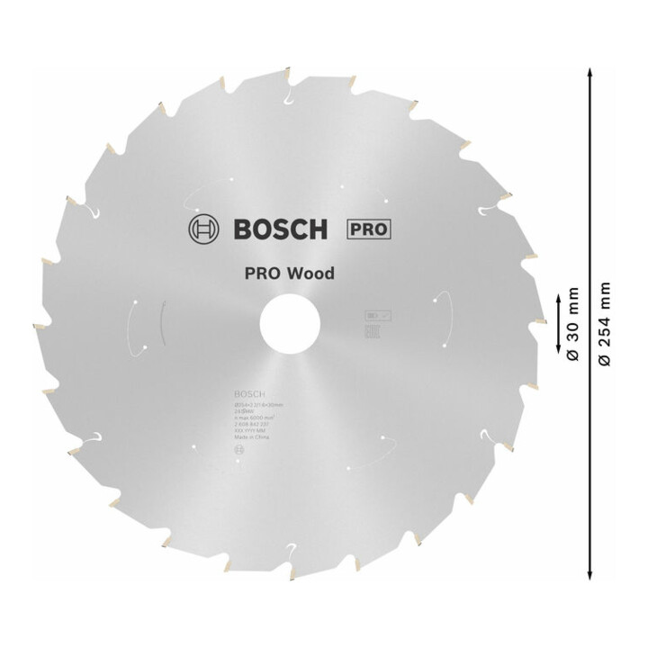 Bosch Kreissägeblatt Standard for Wood, 254 x 30, 24 Zähne